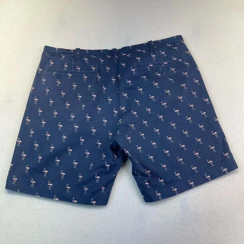J. Crew Gramercy Mens Flamingo Print Chino Shorts Size 38 W 9” L